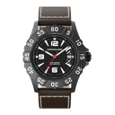 Chronologia Climber Satin Black with Brown Leather Strap